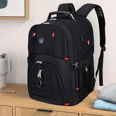 backpack to fit 17 inch laptop SHRRADOO Extra Large 52L Travel Laptop Backpack with USB Charging Port, College Backpack Airline Approved Business Work Bag Fit 17 Inch Laptops for