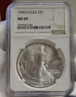 1990 US Silver Eagle $1 NGC MS69 Better Date