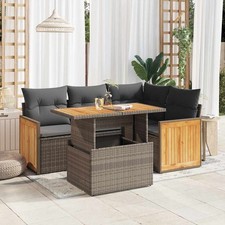 Salon de Jardin avec Coussins Canapés Patio 5 pcs Noir Résine Tressée vidaXL