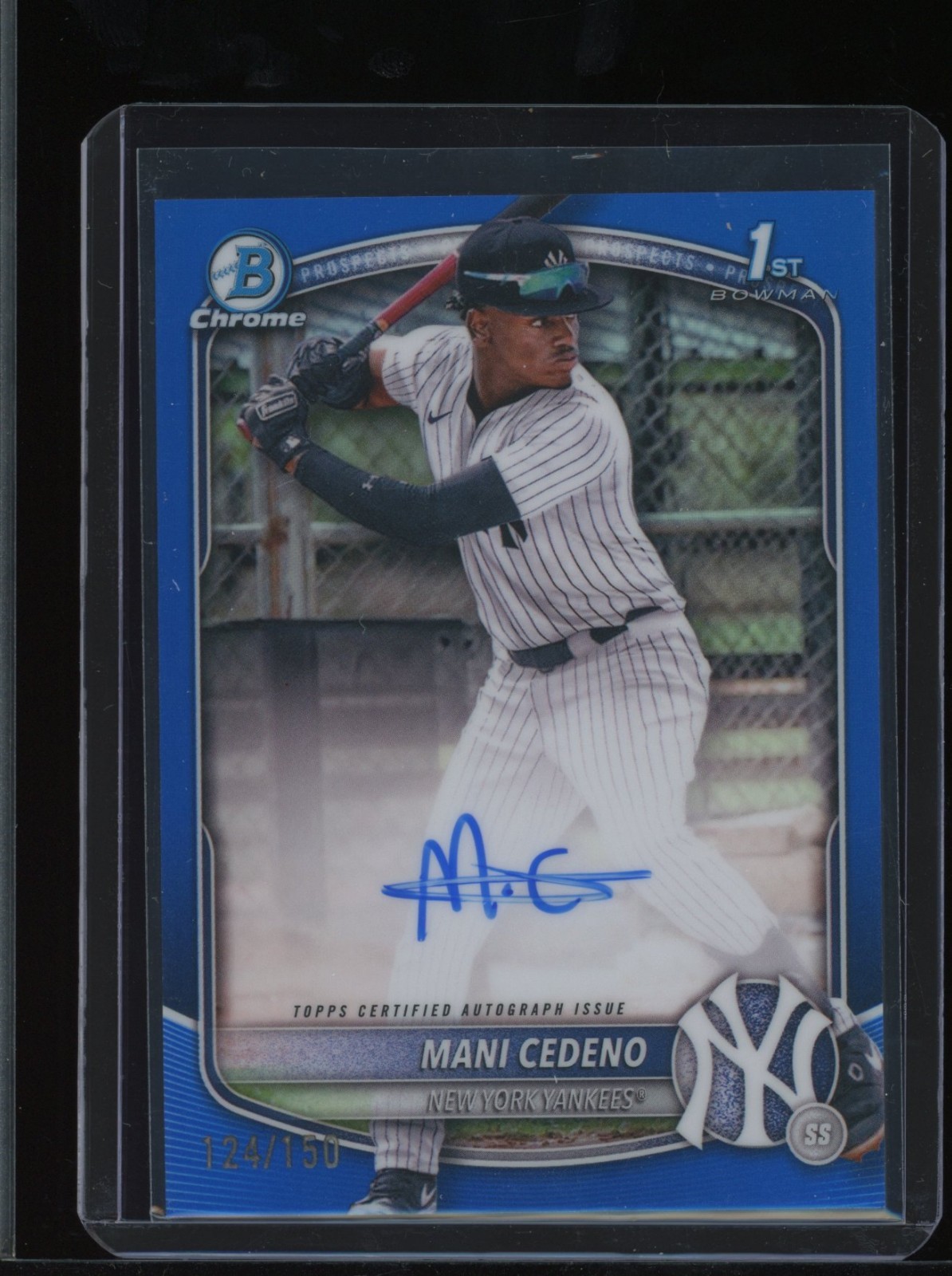 2025 Bowman Chrome Prospect Autographs Mani Cedeno #CPA-MCE Blue Refractor /150 