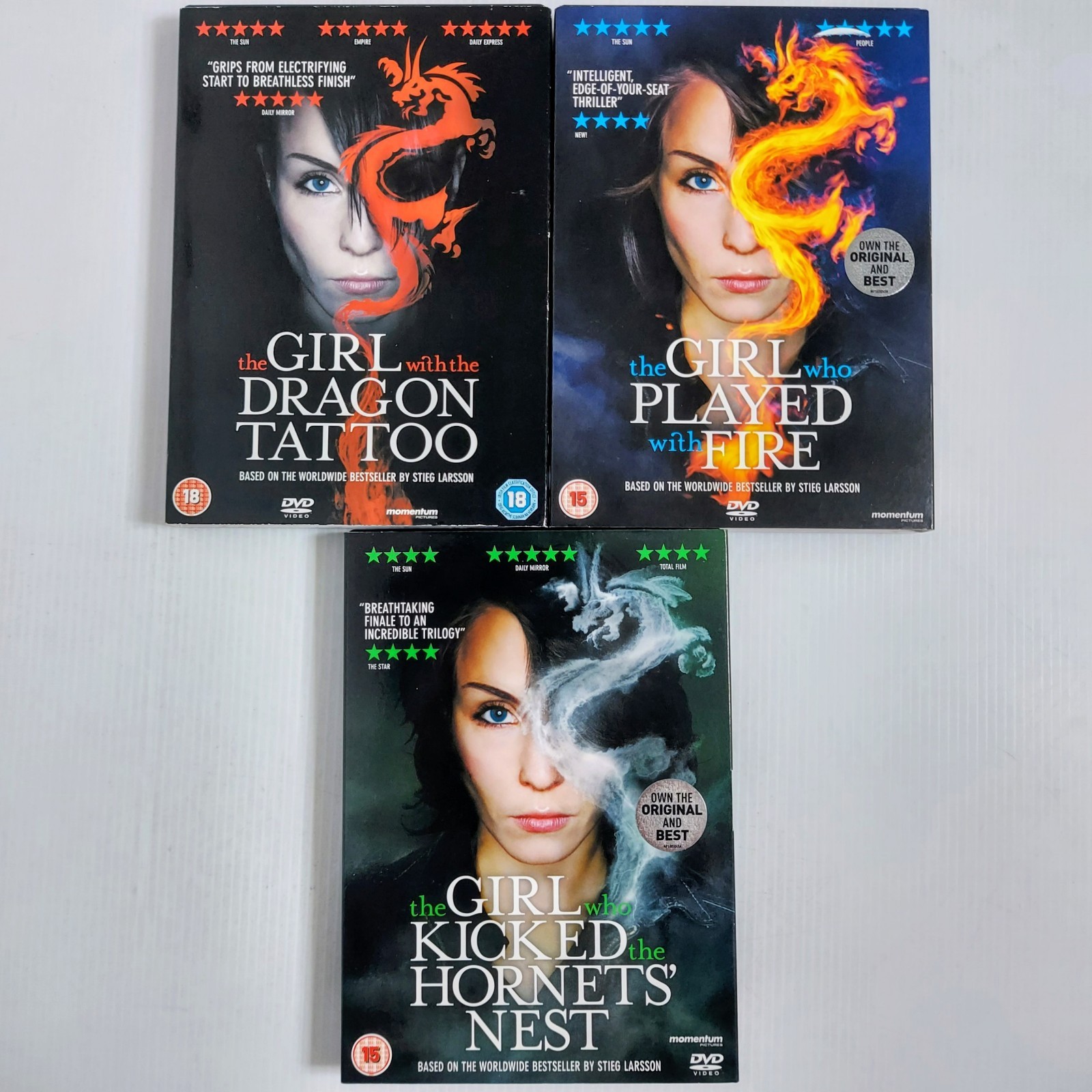 Girl with the Dragon Tattoo Trilogy DVD Slipcover Bundle Crime Drama Nordic