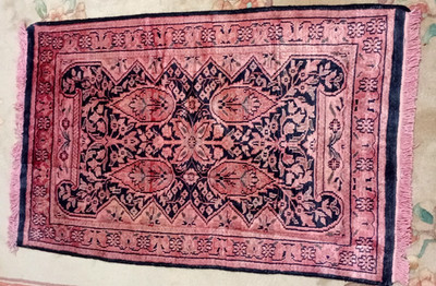 Handmade Silk Rug Pink Silky Rug Persian Indo-persian Rug the Sarough 2 X 3 ft