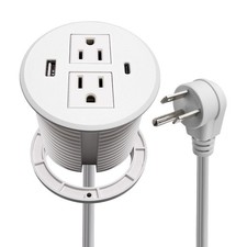 Desk Power Grommet USB C 30W 3.15 Inch Fast Charge Strip 2 Outlets 2 USB