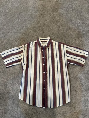 Vintage Men's Striped Steeple Chase Button Up Cotton Shirt Size Medium
