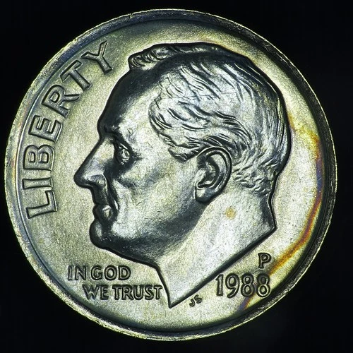 1988 P Roosevelt Dime BU Uncirculated Mint State 10c GEM TONING