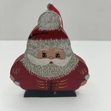 Vintage Santa Claus Wood Plaque Hand Carved Painted Ornament Shelf Christmas