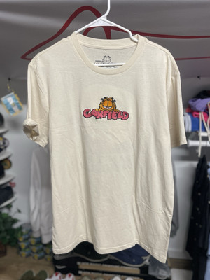 Garfield Box Logo Stitched Mens Medium Med Cant Be Bothered Cat Tee