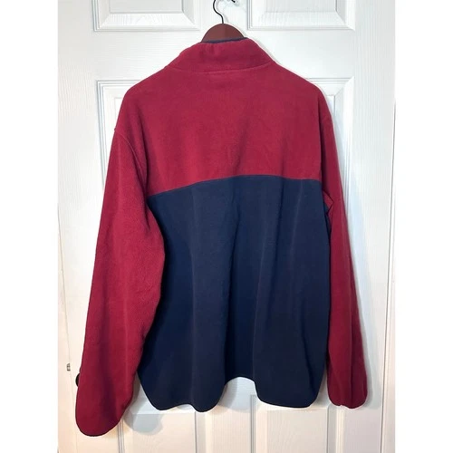 Lands' End men's Heritage Colorblock Red Navy Snap Neck Pullover Fleece XXL image 6