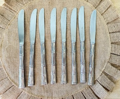 Bamboo Pattern Stainless Korea Dinner Knife set of 8-8 3/4'' Long