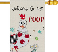 Colored Chicken House Flag Large Double Sided Yard Decor 28X40In