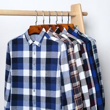 Men's Casual Dress Long Sleeve Buffalo Plaid Checkered Slim Fit Flannel Shirts