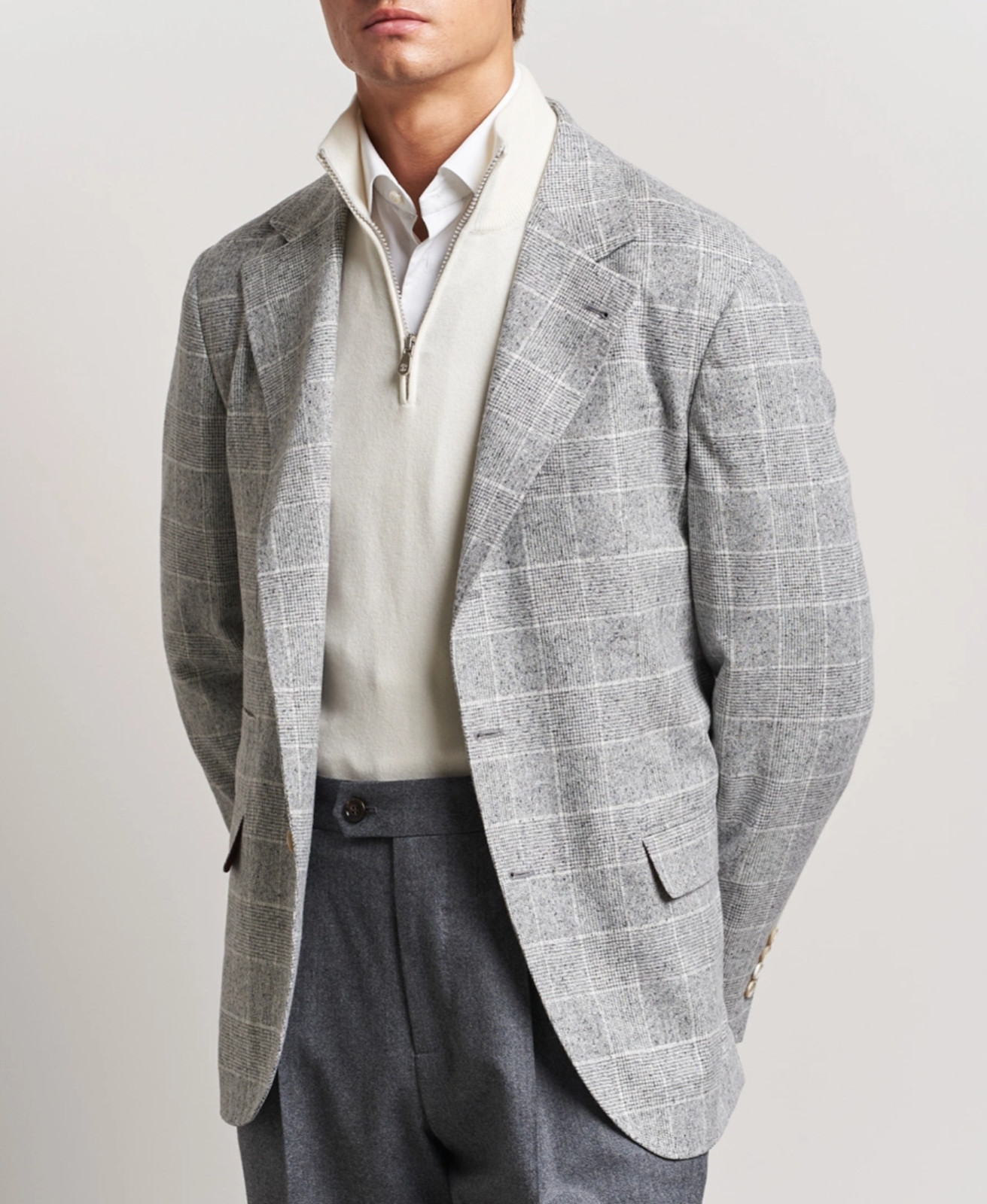 Brunello Cucinelli 'Prince of Wales' Grey Blazer 50 EU/ 40 US image 4
