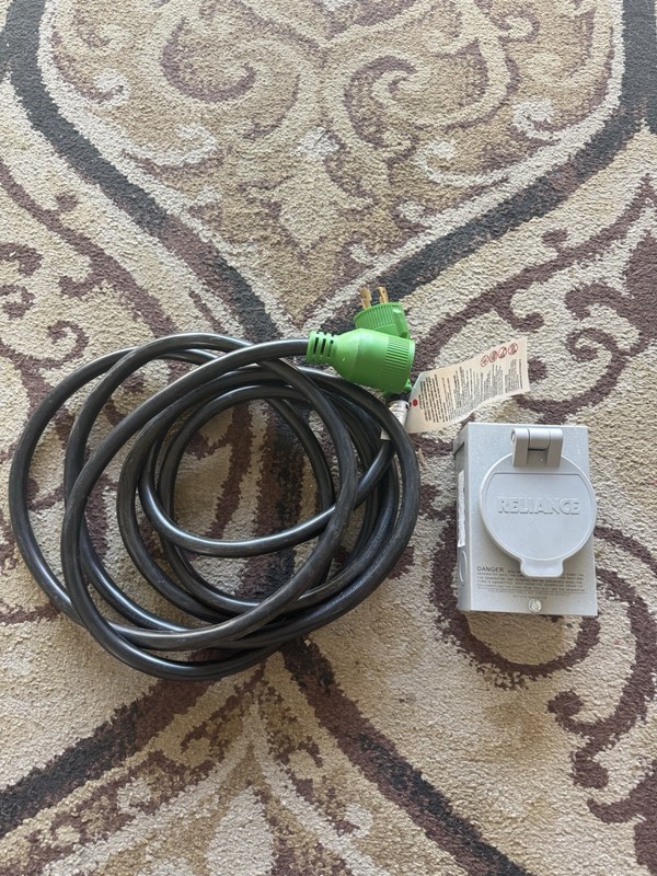 15 Ft 4 Prong Generator Cord and Power Inlet Box - Used