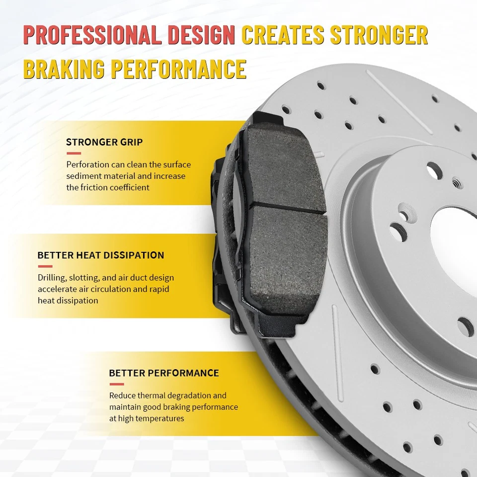 Rotores de freno perforados delanteros y traseros pastillas de cerámica para Lexus GS350 IS300 IS350 RC300 Foto 2 de 4