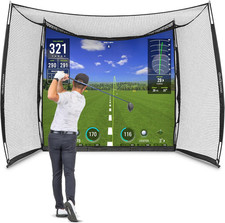GoSports Golf Range Cage 10x8 Ft Practice Net w/ Simulator Impact Screen
