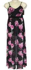 Spring Black Floral Walk Through Maxi Romper Dress Juniors L Cottagecore NOBO