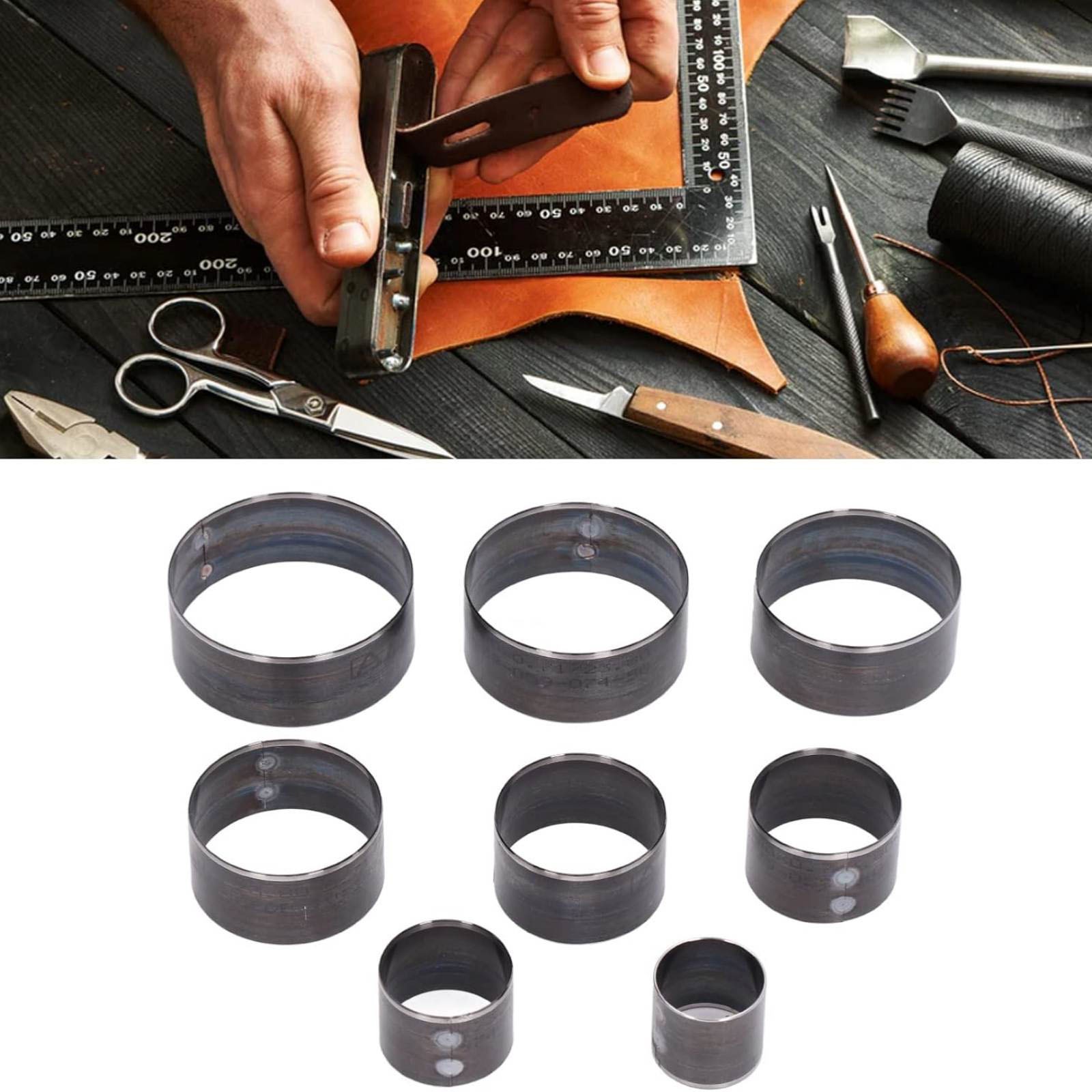 8PCS New Leather Round Circle Cutting Die Alloy Steel Leather Punching Tools