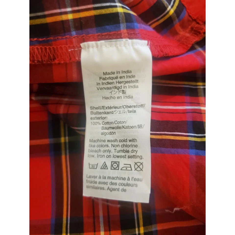 Blusa a Cuadros Roja Crewcuts Niñas Talla 14 Manga Larga Detalle Volantes Top Foto 4 de 4