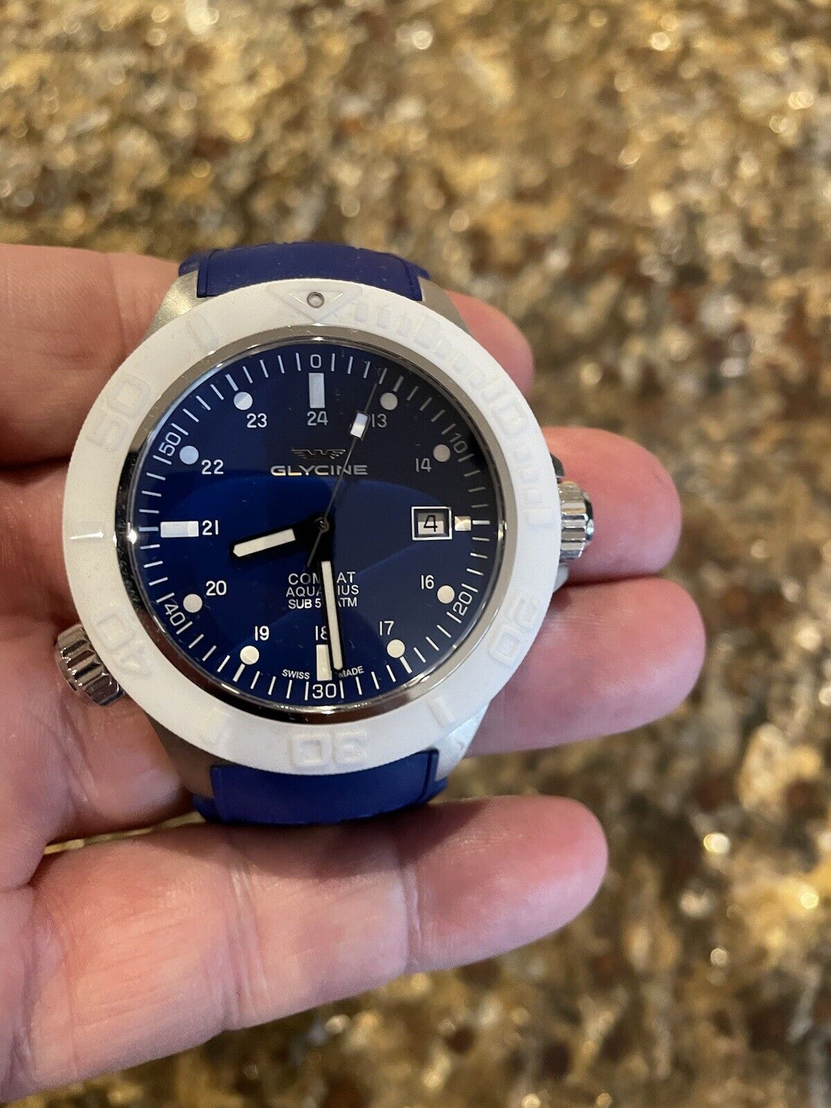 Glycine GL0041 Combat Sub Aquarius Automatic Men's Watch - Blue/White