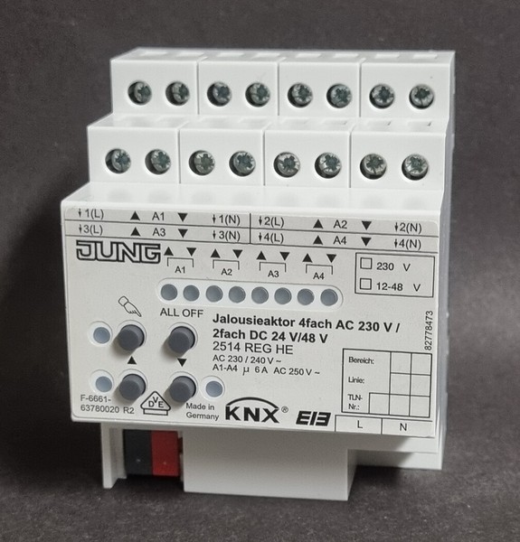 Jung 2514 Reghe Eib Knx Jalousieaktor 4Fach Ac 110-230V, 2Fach Dc 12-48V Neu Ovp-image
