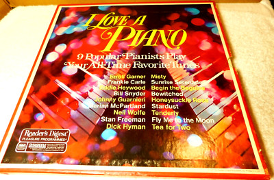 Music~Readers Digest ''I Love A Piano'' 9 Popular Pianists Album Set with Sleeve