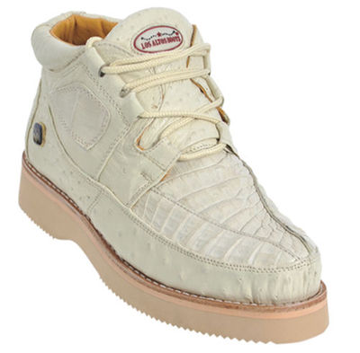 Los Altos Genuine WINTER WHITE Caiman Crocodile Ostrich Casual Shoes Lace Up EE