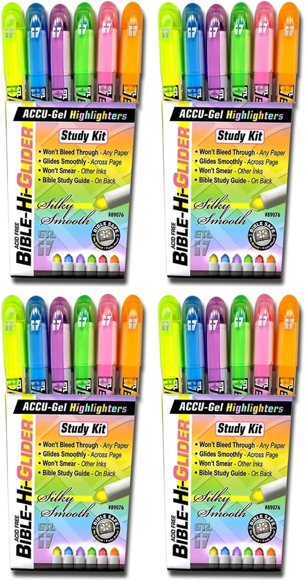 Precision Gel Highlighters for Bible Study - 4 Sets of 6 Colors, Archival Safe-image