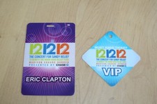 Eric Clapton - 2 x Laminated Backstage Pass - Sandy Relief Concert 2012
