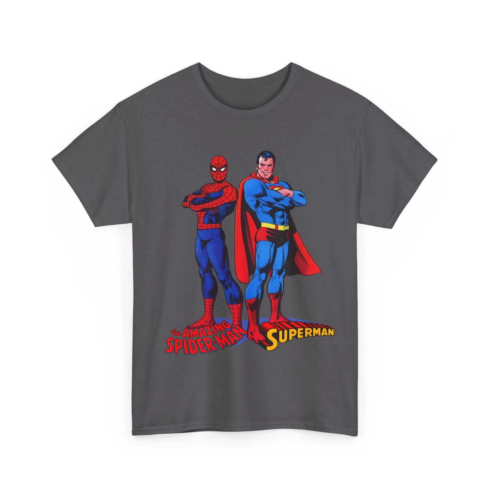 Amazing Spider-man, Superman T-Shirt - 1970s D.C Comics & Marvel Team-Up