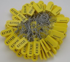 Yellow Plastic Padlock Seal Electric Utility Meter Tag Lockout Pack of 100