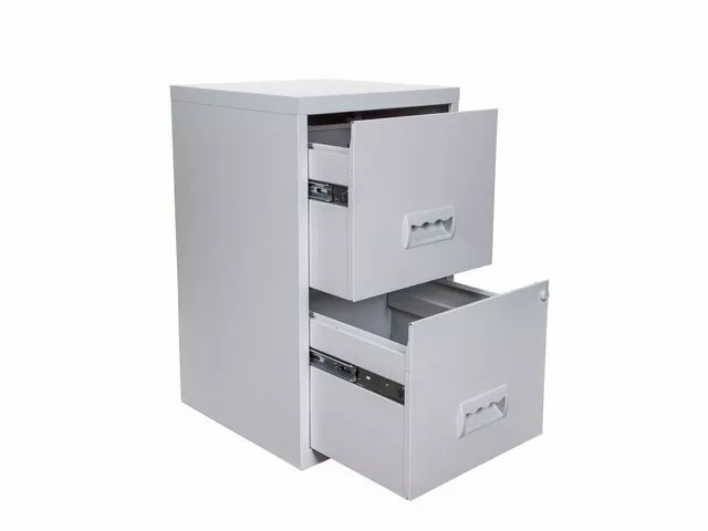 Pierre Henry Maxi Desktop 2 drawer lockable A4 filing cabinet Grey New 24h