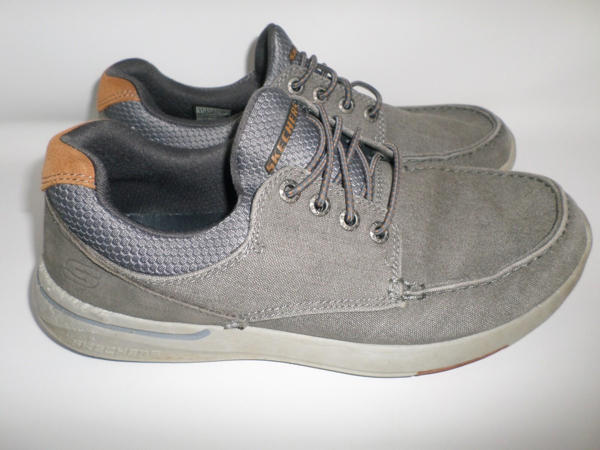 Skechers Boat Shoes Elent Mosen 65493 Relaxed Fit Memory Foam Charcoal Mens 
