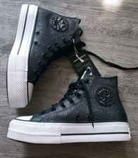 NWT Converse Chuck Taylor All Star Hi Lift Sparkle Black Glitter Black