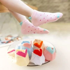 Cozy Children Socks -Cotton Ankle Sock Adorable Cartoon Pattern Footwear 5 Pairs