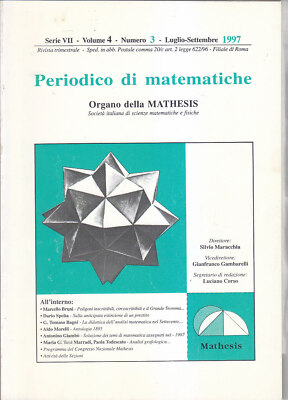 MATHEMATIKZEITSCHRIFT Band 4 Ausgabe 3 Juli September 1997 Zeitschrift 