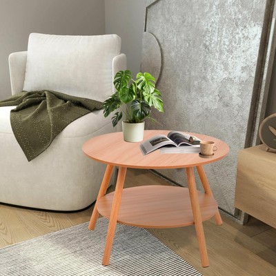 Coffee Table aus Eiche Massivholz,   Sofatisch mit Ablage   Couch Tisch Ø70 cm 