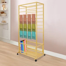 16-Tier Organizer Rack Storage Shelf Ribbon Display Rack W/ 4 Wheels 67*33*150cm