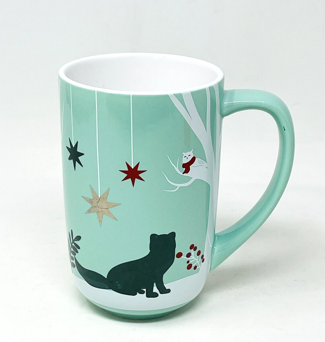 Davids Tea Mug Color Changing Fox Owl Stars Winter Snow Turquoise