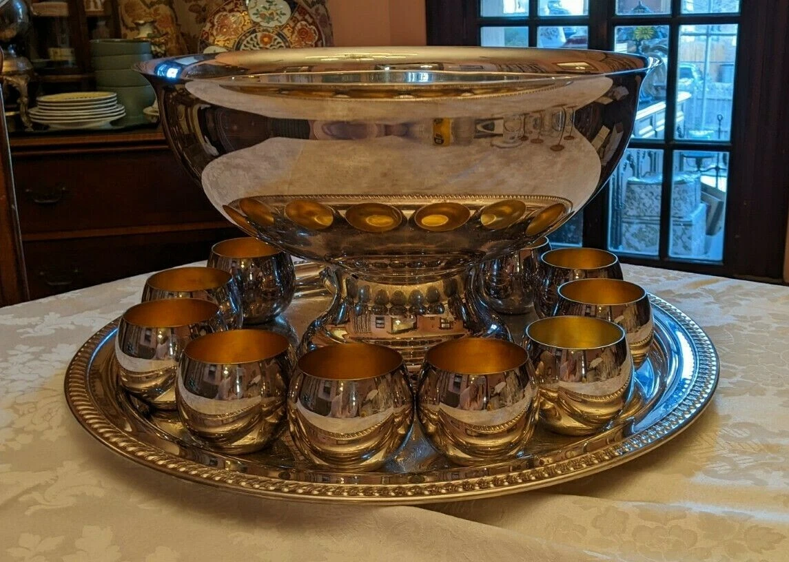 Silver plated punch bowl set clearance