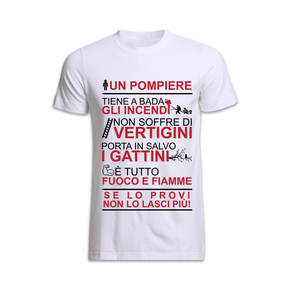 T-Shirt Pompieri Con Scritta In Tedesco - Maglia Uomo E Donna Con Proverbio - Fruit Of The Loom/Gildan