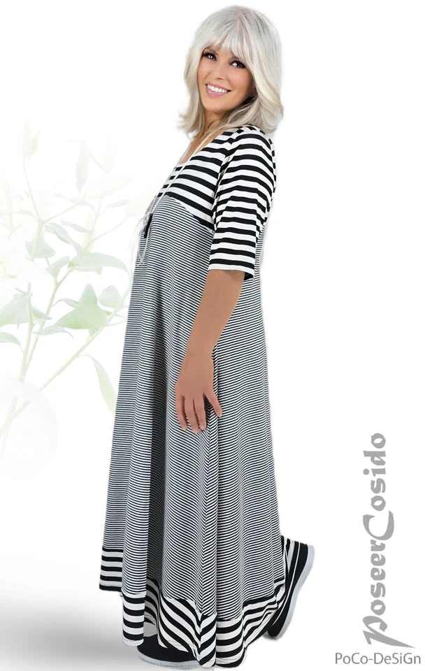 LAGENLOOK Sommer Ballon-Kleid schwarz weiß 44 46 48 50 52 54 56 58 L XL XXL XXXL - Bild 3 von 4