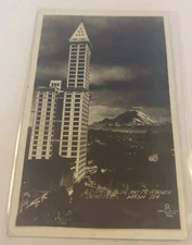 L.C. Smith Tower Building and Mount Rainier Seattle Washington 1917 Postcard