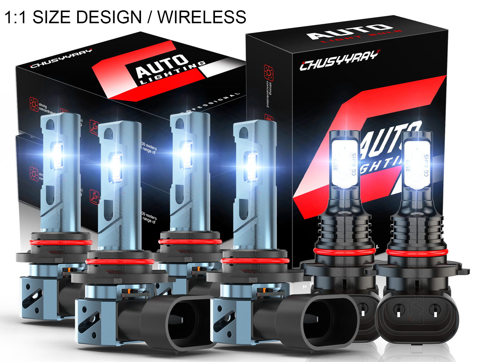 For Chrysler 300 Base Sedan 4-Door 2.7L 3.5L 2005-2010 LED Headlight + Fog Bulbs