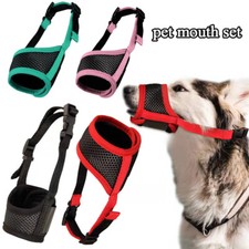 Dog Puppy Mesh Safety Mouth Muzzle Mask Adjustable Anti-Barking Biting Groom  