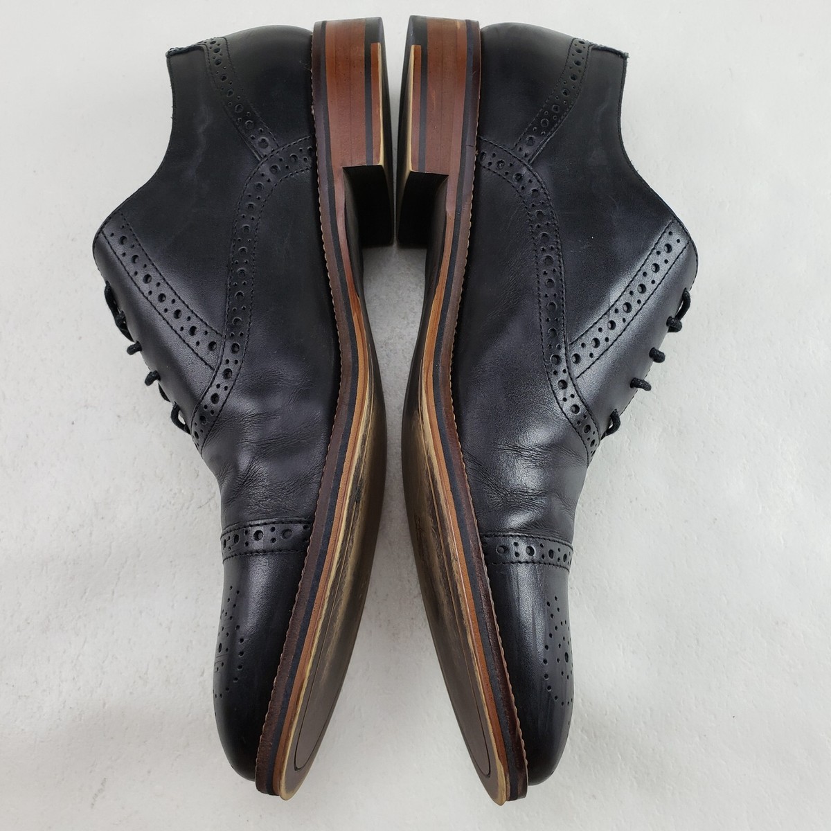 Johnston & Murphy Mens 13M Black Leather Cap Toe Brogue Oxford Shoes Men main image 2