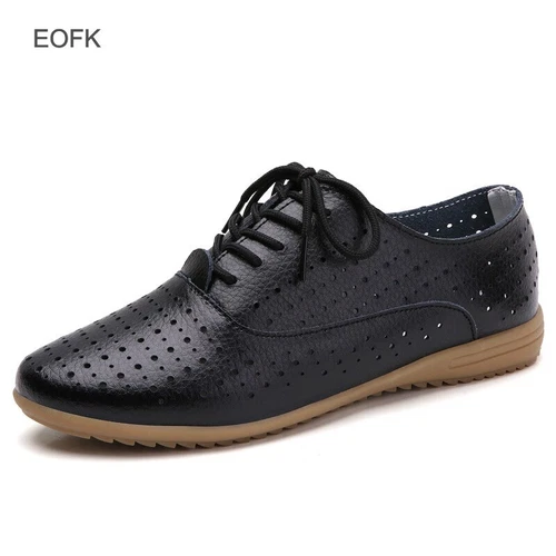 Women Oxford Shoes Leather Ballet Flats Lace Up Soft Casual Comfortable Ladies - Bild 35 von 42