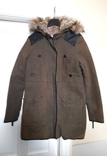 Zara Trafaluc Field Style Parka Coat Olive Green Hooded XS fits UK 8-10