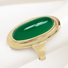 Damenring 8 Karat 333 Gold 4,12 g Gelbgold Chrysopras Cabochon Gr. 54