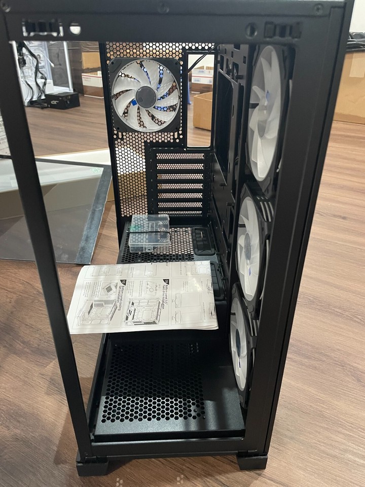 Black Mid Tower Gaming Computer Case 4X Fan Pre-Installed SIZE:9 x 18 x ...