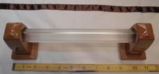Glossy Brown Ceramic Towel Bar Brackets-Posts...with 24" pole by Fairfacts; NOS